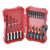PST-C010-02 - Juego de Puntas y Brocas / 18 Piezas / Entrada Hexagonal 1/4" / PH, Torx, Cuadradas / Brocas 2-6 mm / Estuche Organizador