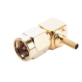 RSA-3010-1B - Conector SMA Macho en Ángulo Recto Para RG-174/U, Grupo B, Oro/ Oro/ Teflón.