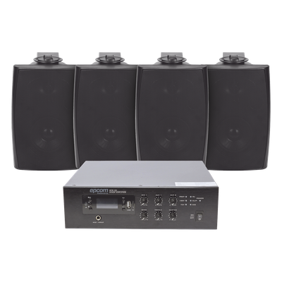 SFB120/4WS - Kit Amplificador / 120W RMS / 70/100V / 4 Altavoces Pared / Bluetooth MP3 / Taps 2.5W-20W
