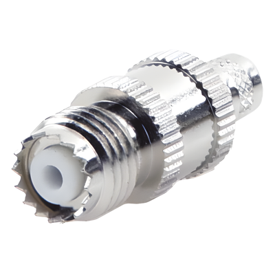 RFU-601-1X - Conector Coaxial Mini-UHF / Hembra en Línea / Anillo Plegable / Para RG-8/X, LMR-240, Belden 9258 / Níquel/Plata/Teflón