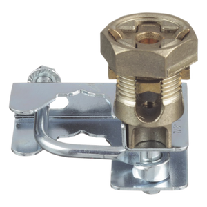 GPQC10-1/0 - Abrazadera de Tierra para Piso Falso / 2 Conductores 6-1/0 AWG (16-50 mm²) / Pedestal Cuadrado 22 mm (7/8') / Pedestal Redondo 25-29 mm (1' a 1 1/8') / Bronce / TIA-607-A