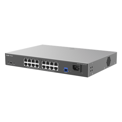 RG-NBF2100S-16GT1SC-P - ONU/Switch PoE+ Híbrido Capa 2 / 16 Puertos 1000BASE-T / 1 Puerto PON 1G SC/UPC / 240W PoE+ / 34 Gbps / 6 kV Protección / 12.99 x 9.02 x 1.73 in.