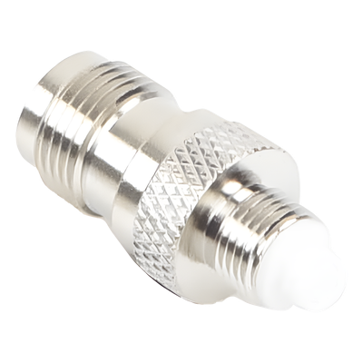 RFT-1240 - Adaptador RF / TNC Hembra a FME Hembra / Montaje en Línea / Cuerpo Bronce Niquelado / Contacto Oro / Aislante Teflón