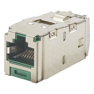 CJS6X88TGGRY - Jack RJ45 Blindado / Cat 6A / Estilo TG Sin Impacto / PoE 100W / Verde