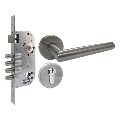 82473 - Kit de Manija y Cilindro de Alta Seguridad / Acero Inoxidable / Puerta 35-45 mm (1.38-1.77 in) / ANSI A.156.13 / Grado 2