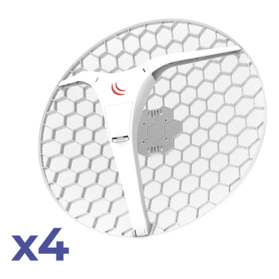 RBLHGG-5ACD-XL4PACK - CPE y PtP 5GHz / 802.11ac / 867 Mbps / Antena Rejilla 27 dBi / Polarización Dual / Gigabit Ethernet / Pack 4 Unidades