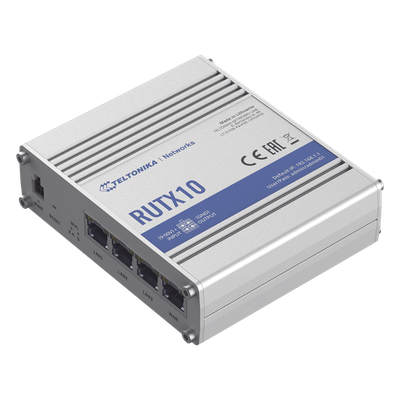 RUTX10 - Router Industrial WiFi 5 VPN / 802.11ac Dual Band / 4 Puertos Gigabit / Quad-Core 717 MHz / PoE 9-50 VDC / -40°C a 75°C (-40°F a 167°F)