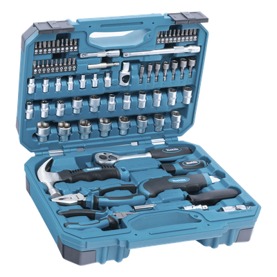 E-10899 - Juego de herramientas manuales / 76 piezas / Acero de alta resistencia / Brocas y puntas para metal, concreto y madera / Maletín organizador