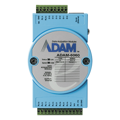 ADAM-6060 - Módulo I/O / 6 Relés / 6 Entradas Digitales / Ethernet / MQTT TLS SNMP Modbus TCP / Azure IoT