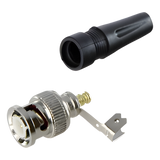 TT-RG-93 - Conector BNC Macho / 75 Ohm / Base de Alivio PVC / Níquel-Oro-PTFE / RG-59 / 55 mm Longitud