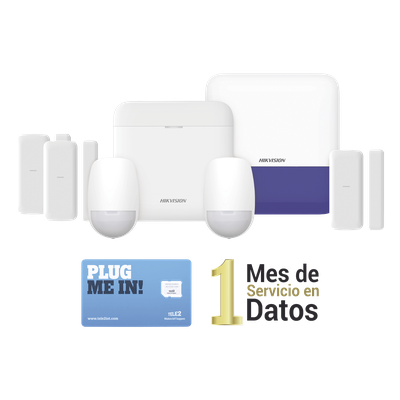 DS-PWA48-KSDV2 - Kit de Alarma Inalámbrica / 48 Zonas / GSM 3G/4G Dual SIM / Wi-Fi 2.4 GHz / 433 MHz / Sirena Exterior / PIR y Contactos Magnéticos