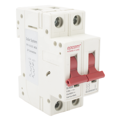 FPV632PC40 - Interruptor Termomagnético 2P / 40 A / 800 V CC / Curva C / 6 kA / Riel DIN