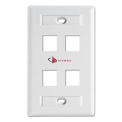 KFP-S-04-02-S - Placa de Pared Keystone de 4 Salidas, Color Blanco, para Jacks Keystone Z-MAX y MAX