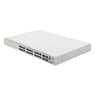 AT-GS970M/28PS-10 - Switch PoE+ Administrable Capa 3 / 24 Puertos Gigabit + 4 SFP / 370 W PoE+ / 56 Gbps / 41.7 Mpps