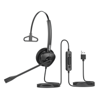 HT301U - Diadema USB Monoaural / Cancelación de Ruido ENC / Audio HD / Micrófono Dual / Plug-and-Play