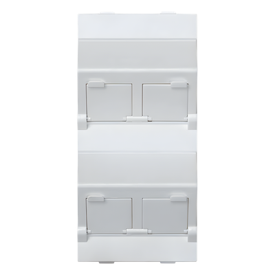 SM-FP-4-KEYA - Placa Voz y Datos Inclinada / Guardapolvo Integrado / 2 Puertos Keystone / 108×52 mm / 4.25×2.05 in