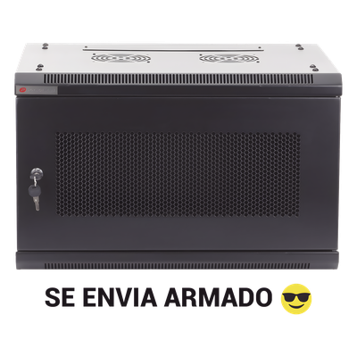 PSTC-09-645-BDG - Gabinete de Pared / 9UR / 19in / Cristal Templado / 450mm Profundidad / 60kg Carga / 1.65 x 1.97 x 1.48 pies