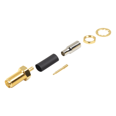 RP-3252-1B1 - Conector SMA Hembra Inverso / Chasis D-Plano / Anillo Plegable RG-316 / Cuerpo Niquelado / Contacto Plateado