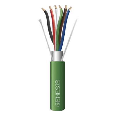 3206-2105/1000 - Bobina de 305 Metros (1000 Pies) de Cable 6 x 22 AWG / Blindado / Plenum de Color Verde / Para Aplicaciones de Audio, Seguridad y Control