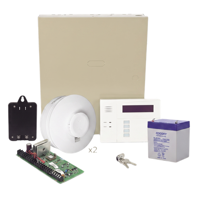 VISTA48/SMOKEV - Panel de Intrusión / 48 Zonas Cableadas o Inalámbricas / 3 Particiones / 2 Detectores de Humo Inalámbricos / Carga y Descarga por Internet / 16 Salidas Programables