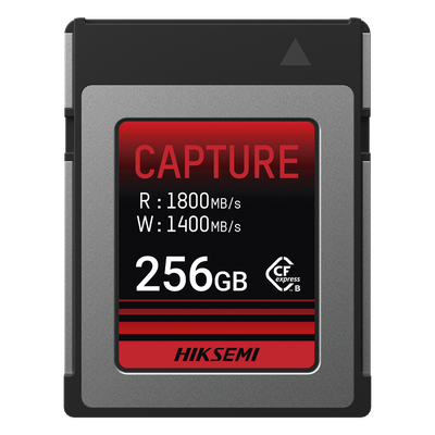 HS-CFE-E300/256G - Memoria CFexpress Tipo B / 256 GB / Lectura 1800 MB/s / Escritura 1400 MB/s / PCIe Gen 3×2 / 8K RAW / -10 °C a 70 °C