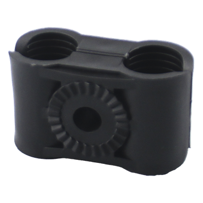 CB-12 - Sujetador Plástico para Cable Coaxial / 1/2 in / Doble Canal / Varilla 3/8' o M10 / Paquete 10 Piezas