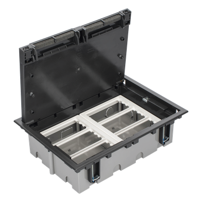 SM-CPF-6 - Caja de Piso Falso / 6 Módulos Dobles / Profundidad Ajustable 90-120 mm (3.54-4.72 in) / Tapa Embellecedora / IK08 / +125 °C