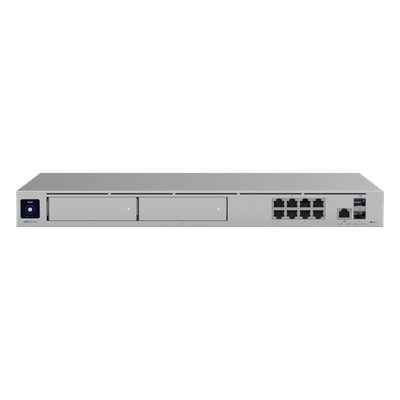 UDM-PRO-MAX - Cloud Gateway 10G / Rack 1U / 8x 1 GbE + 1x 2.5 GbE + 2x 10G SFP+ / IDS/IPS 5 Gbps / 2000 Clientes / 2 Bahías HDD 3.5" RAID 1 / SSD 128 GB