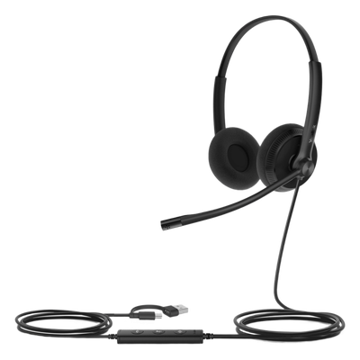 UH34-LITE-DUAL-UC - Diadema Alambrica / Dual / USB-C/A / Cancelación Pasiva de Ruido / 110 g / Brazo 320°