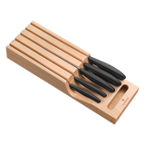 6.7143.5 - Portacuchillos de Cajón / Madera de Haya Suiza / 5 Cuchillos / Polipropileno Negro / 435 x 148 x 65 mm