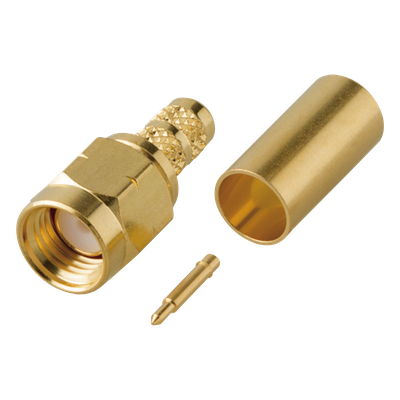 RT-3000-1C - Conector SMA Macho / Rosca Izquierda / Anillo Plegable / RG-58/U / Cuerpo Oro / Teflón