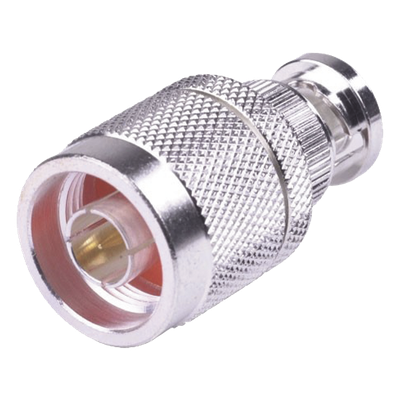 RFN-1040-1 - Adaptador Coaxial en Línea / N Macho a BNC Macho / Impedancia 50 Ω / Cuerpo Bronce Plateado / Contacto Oro / Aislante Teflón