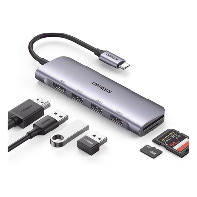20956A - Ugreen 20956A hub de interfaz USB Tipo C 5000 Mbit/s Plata