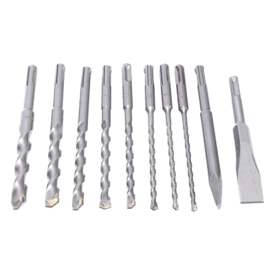 D-45820 - Juego de Brocas y Cincéles SDS PLUS / 10 Piezas / 3/16'' a 9/16'' / 6-1/4'' (158 mm) Largo Estándar
