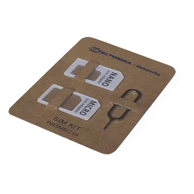 PR5MEC19 - Kit de Adaptador SIM / Cartón Kraft Ecológico / Aguja Acero Inoxidable 0,60 mm / Adaptadores Nano y Micro SIM / Peso 1 g