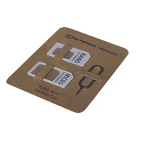 PR5MEC19 - Kit de Adaptador SIM / Cartón Kraft Ecológico / Aguja Acero Inoxidable 0,60 mm / Adaptadores Nano y Micro SIM / Peso 1 g