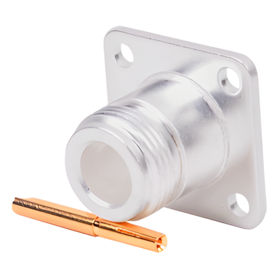 RFN-1021-1 - Conector N Hembra, montaje con 4 perforaciones a 18 mm