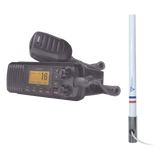 UM-385BK/KIT5101 - Kit de radio marina con antena de fibra de vidrio / 156-163 MHz / 25W / 2.4 m (7.9 ft) / Omnidireccional / IPX4
