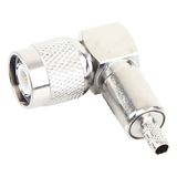 RFT-1218 - Conector RF TNC Macho / Ángulo Recto / Ensamblaje Anillo Plegable / Bronce Niquelado / Contacto Oro / Dieléctrico Teflón