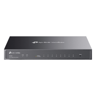 TL-SG2008 - Switch Administrado Gigabit / 8 Puertos / 16 Gbps Capacidad Switching / 11.90 Mpps / PoE PD / Fanless / Montaje Pared-Escritorio