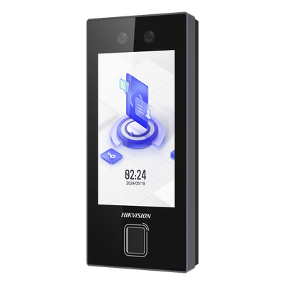 DS-K1T344EBFWX-E1 - Terminal de Control de Acceso / Reconocimiento Facial 2 MP / Huella Dactilar 3000 Plantillas / Tarjetas Prox EM 125 kHz / Pantalla 4.5 Pulgadas / IP65 / PoE y Wi-Fi / Hik-Connect Teams