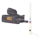 UM-385BK/KIT5206 - Kit de radio VHF marina / 25W / DSC Clase D / Antena fibra de vidrio 2.4 m (7.9 ft) / IPX4