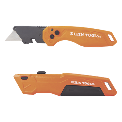 44312 - Navaja Multiusos Deslizable / Cuchilla Plegable 135° o 180° / Bloqueo con Liberación Rápida / 5 Cuchillas de Repuesto / Color Naranja de Alta Visibilidad