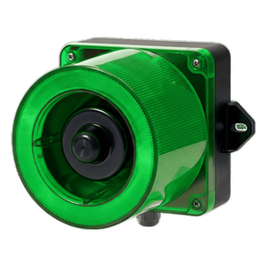 QWCD50-012024-G-LC - Baliza LED Verde con Sirena / 31 Tonos / 123 dB / 12-24 VCD / IP66 / -50°C a +50°C