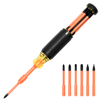 Destornillador Aislado 6-en-1 Auto-Lock / Aislado 1000V CAT III / Almohadilla de agarre / Almacenamiento de brocas integrado / Bits Philips #1 #2 / Sl