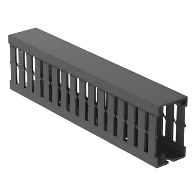 FC1X2LG2 - Canaleta Ranurada de PVC con Tapa / Tipo F / 32 mm x 53.8 mm / 2 m (6.56 ft) / Gris