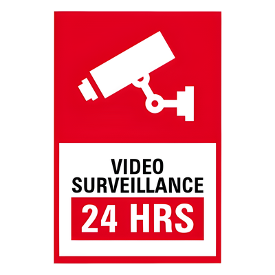 SYS-LETVIDI - Letrero de Videovigilancia / 19.8 x 30 cm / 7.8 x 11.8 in / Poliestireno / Inglés