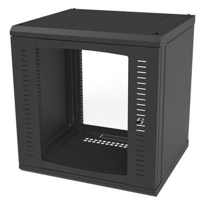 SR-1912-GFP - Gabinete de Pared para Rack 19in / 12 Unidades / Carga 100 kg / Puerta Cristal Templado / Postes Ajustables