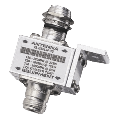 IS-B50LN-C2 - Protector Coaxial RF / 125-1000 MHz / 50 Ω / Conectores N Hembra / Bloqueo DC / 40 kA