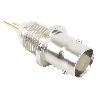 RFB-1116 - Conector BNC Hembra / Montaje Frontal D-Plano / Soldable / Níquel-Oro-Delrin / 4 Posiciones